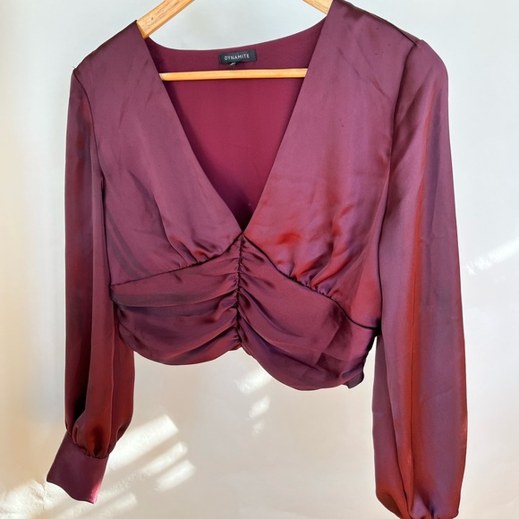Dynamite, size small, cropped satin blouse - Picture 1 of 4